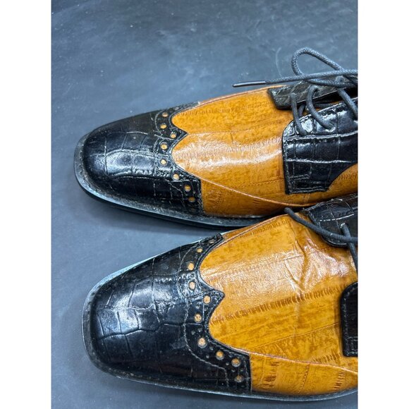 Stacy Adams Mens Dress Shoes Size 8.5 Brown & Black Crocodile Pattern Leather - Picture 10 of 10